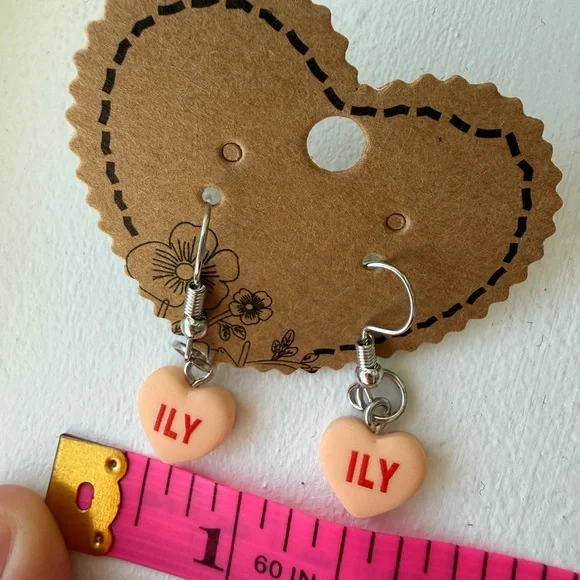 Conversational Heart-Shaped ILY Earrings - Picture 2 of 4